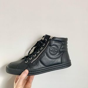 Authentic Chanel Leather Hightop Sneakers